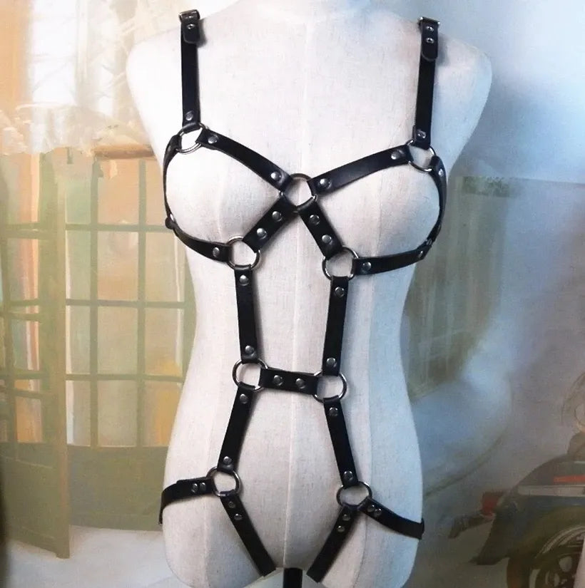 BDSM Cage Leather Harness Set