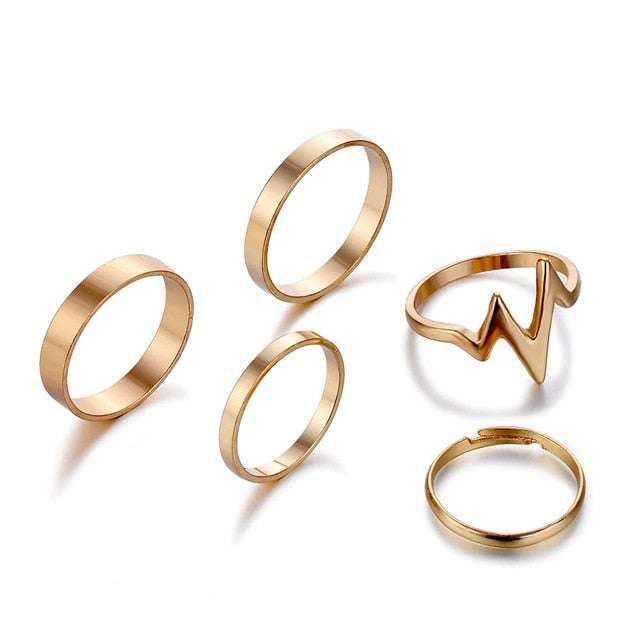 5pcs Gold Lighting Ring Set