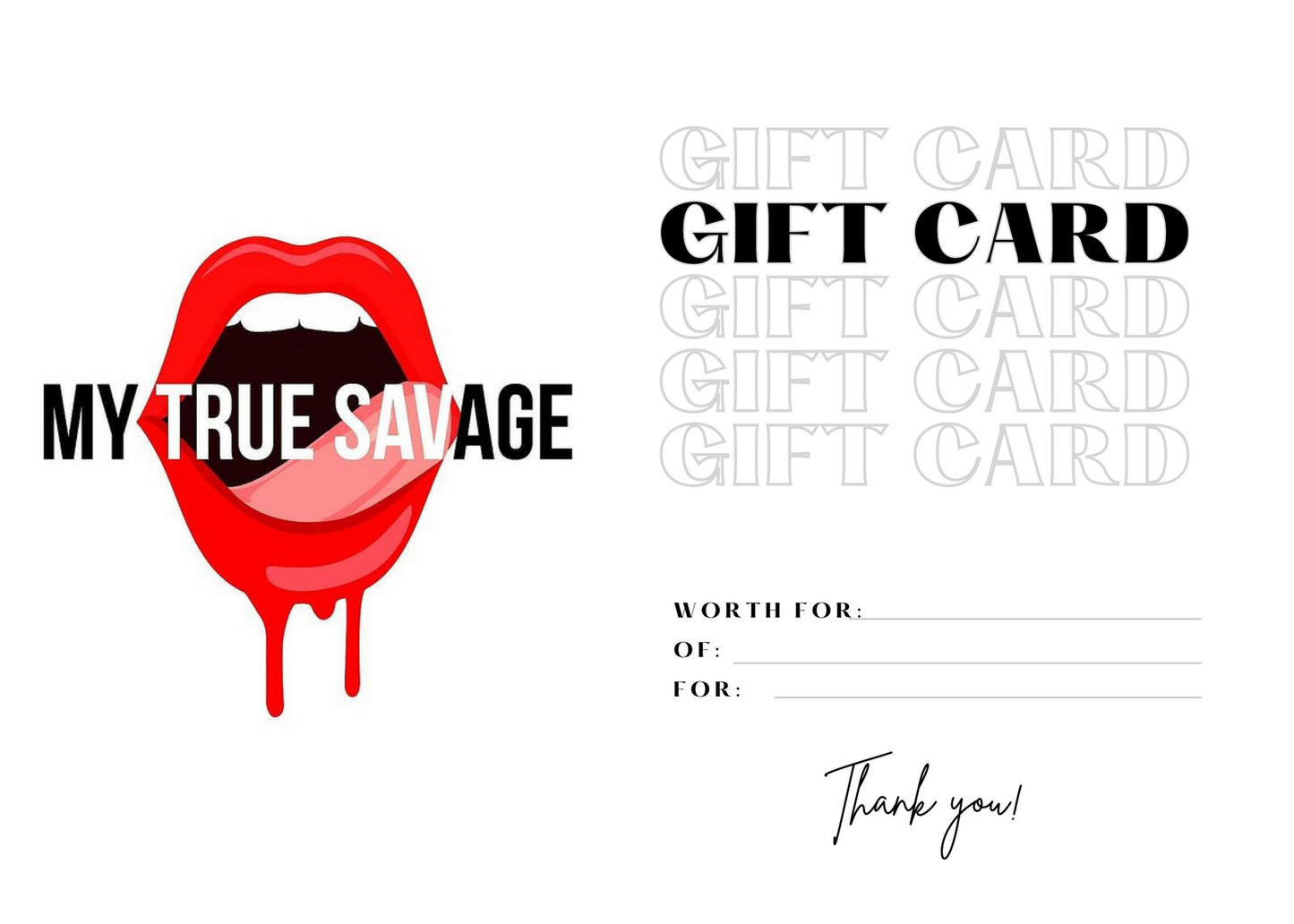 My True Savage Co Gift Card