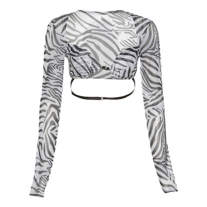 Zebra Long Sleeve Crop Top