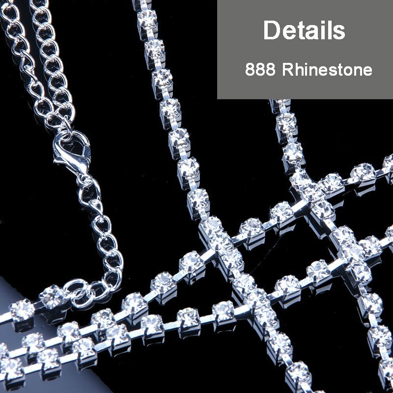 Rhinestone Cross Chest Chain