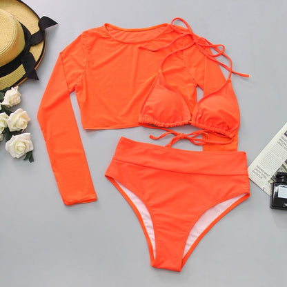 Long Sleeve Crop Top & Bikini Set