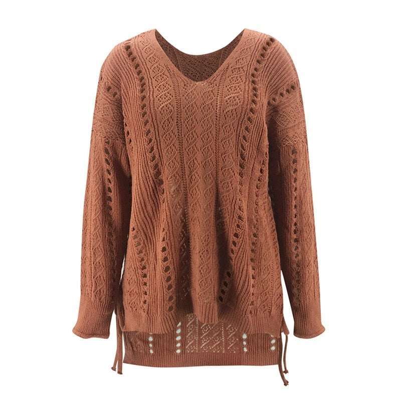 Fallish V-Neck Knitted Sweater