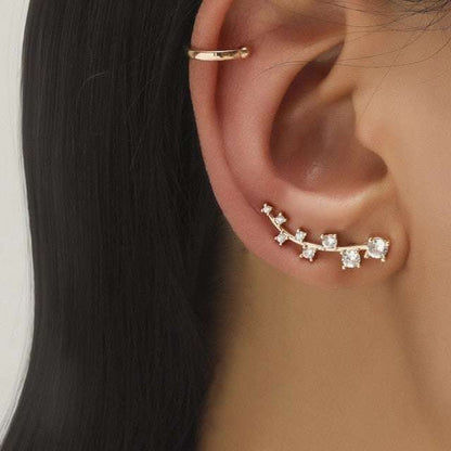 Non-Piercing Crystal Stud Clip Earrings
