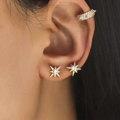 Non-Piercing Crystal Stud Clip Earrings