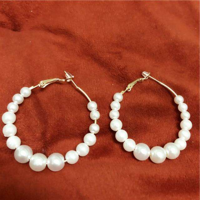 White Fashion Pearls Hoop Earrings - My True Savage 