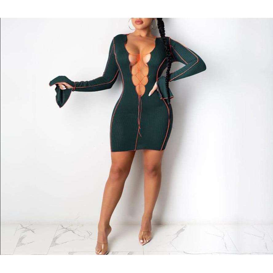 Front Lace Up Bodycon - My True Savage 