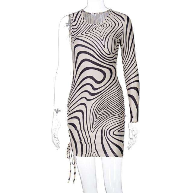 Zebra One Shoulder Mini Dress - My True Savage 